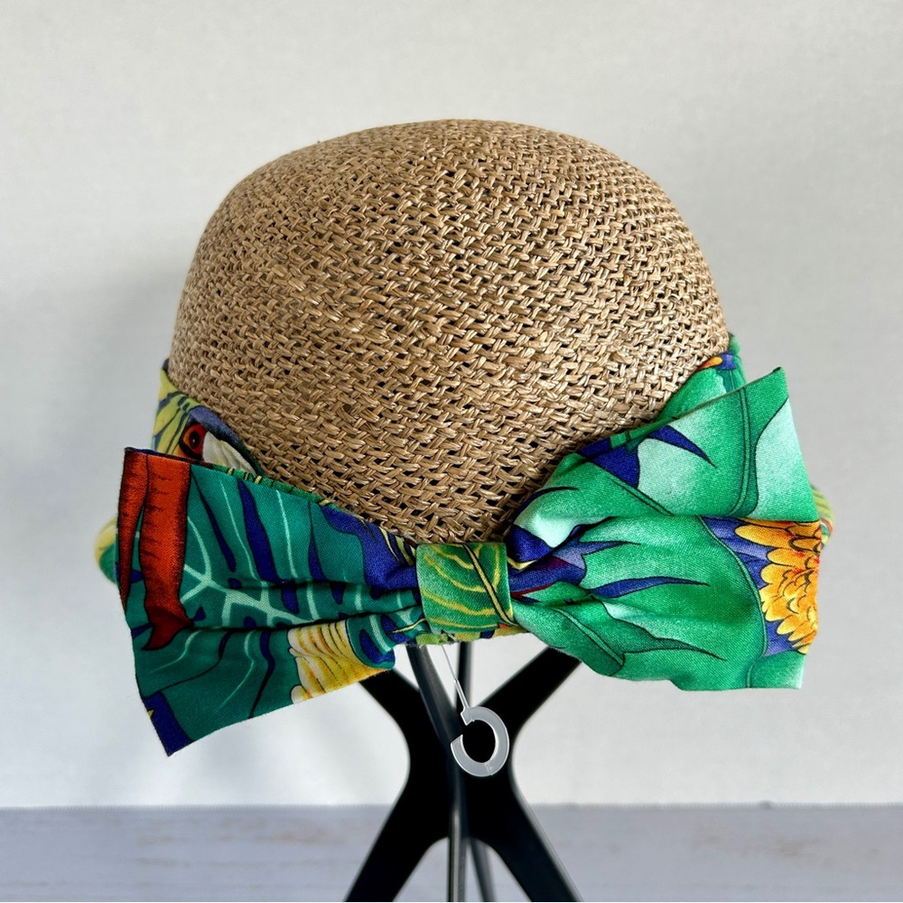 NWOT | Original Panama Jack | Women's Cloche Straw Hat Tropical Bow - Picture 7 of 14